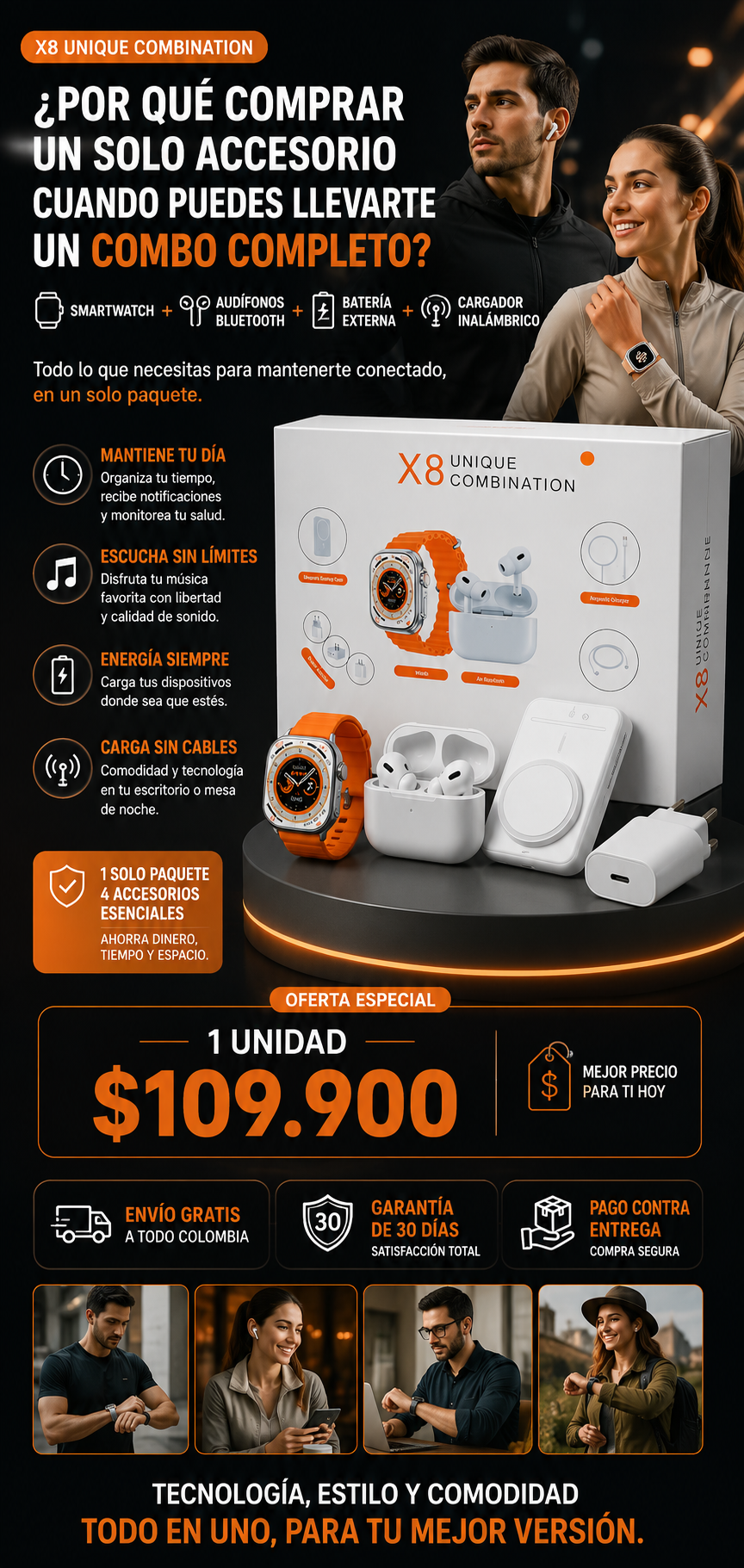 Reloj Y Audifonos Combo X8