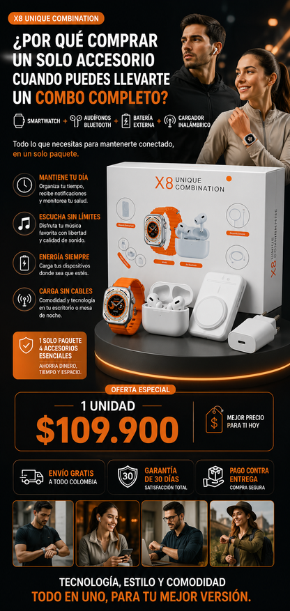 Reloj Y Audifonos Combo X8