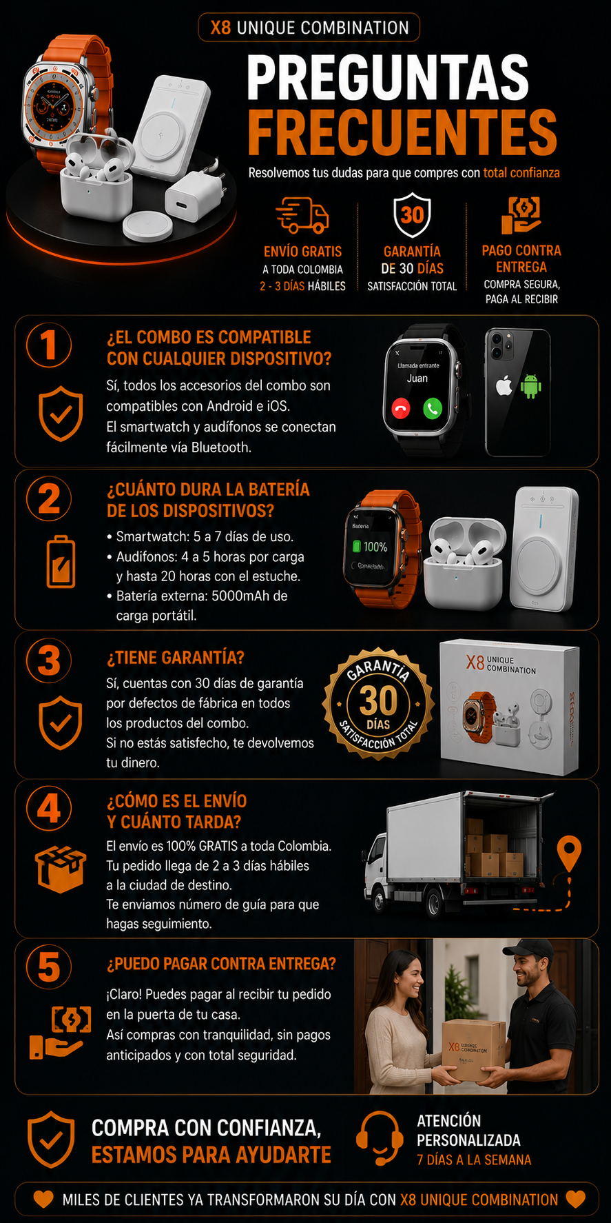 Reloj Y Audifonos Combo X8