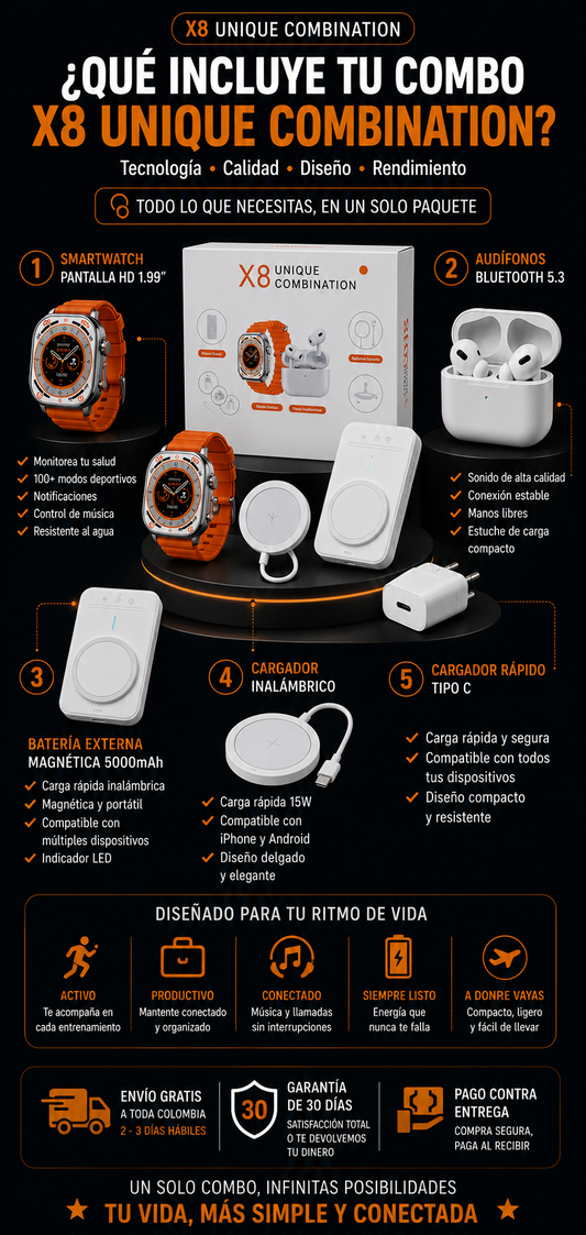 Reloj Y Audifonos Combo X8