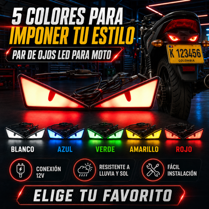 PAR DE OJOS LED COLORES PARA MOTO – Estilo Demonio / Ojo de Gato