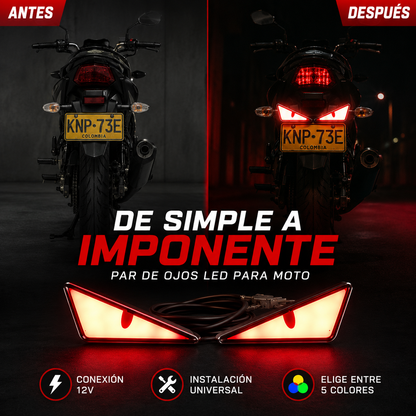 PAR DE OJOS LED COLORES PARA MOTO – Estilo Demonio / Ojo de Gato