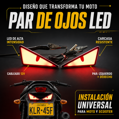 PAR DE OJOS LED COLORES PARA MOTO – Estilo Demonio / Ojo de Gato