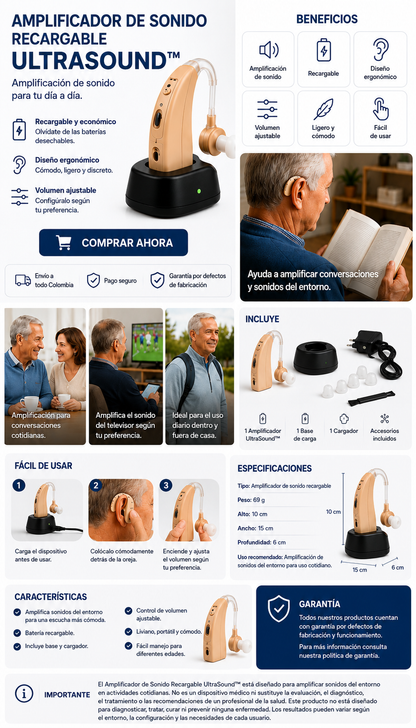 Audífono Recargable Ultra Sonido